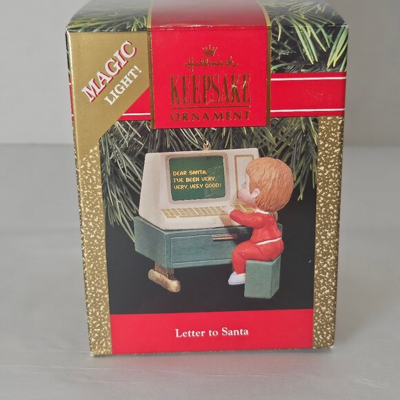 1990 Hallmark Keepsakes Letter To Santa Ornament Magic Light Computer With Box - Picture 3 of 10